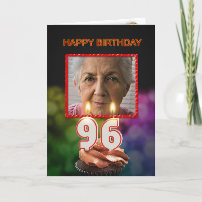 Add a picture, 96th Birthday card with Candles (Front)