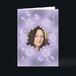 Add a picture lilac birthday card with flowers<br><div class="desc">A garden of flowers and butterflies in lavender hues and shades.  A birthday card for you to add your own picture. A modern take on a traditional look. Inside the card is a lovely verse. Copyright Norma Cornes</div>