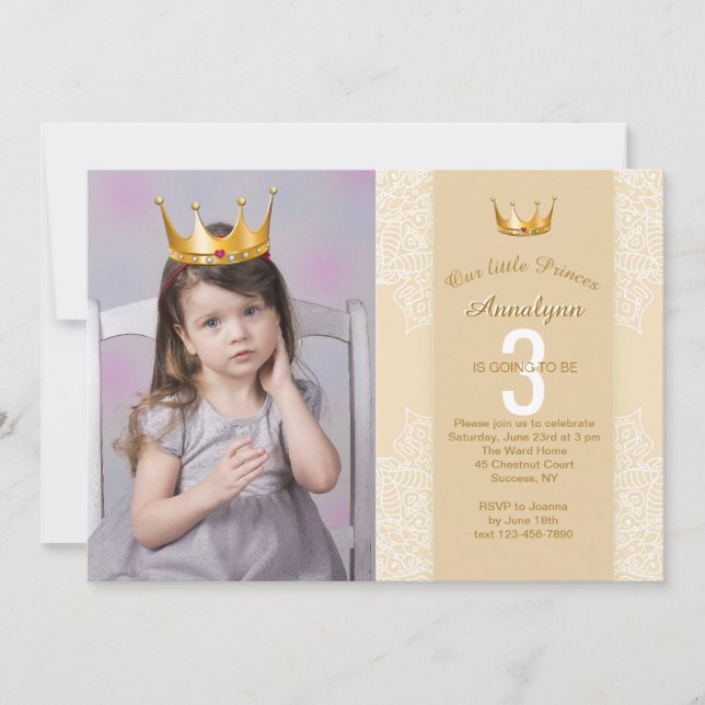 Add A Princess Crown To Your Photo Invitation (Front)