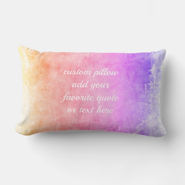 add a quote distressed paint design pink purple  lumbar pillow (Front)