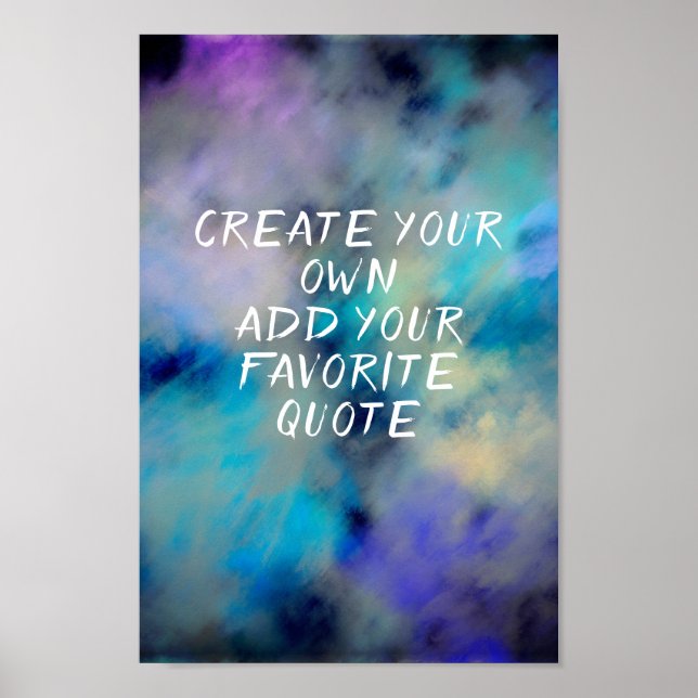 add a quote watercolor design blue and purple poster (Front)