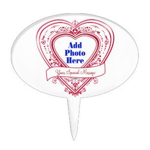 Add A Special Message Photo Red Hearts Cake Topper