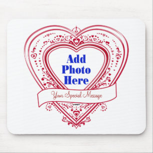 Add A Special Message Photo Red Hearts Mouse Pad