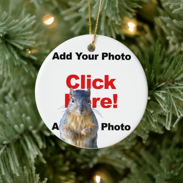 Add A Squirrel Custom Photobomb Add Photo Ceramic  Ornament (Tree)