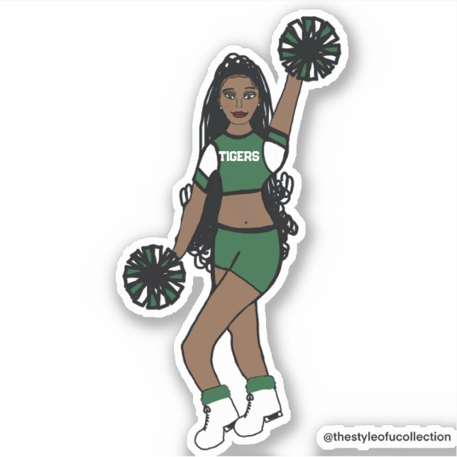 Add a Team Cheer Green /White/ Black Sticker (Front)