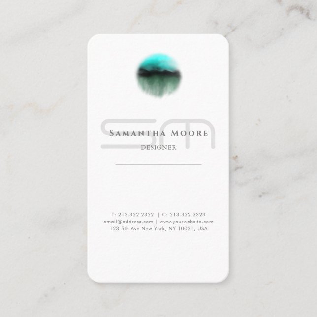 Add Add Logo Professional Plain White Monogram Business Card (Front)