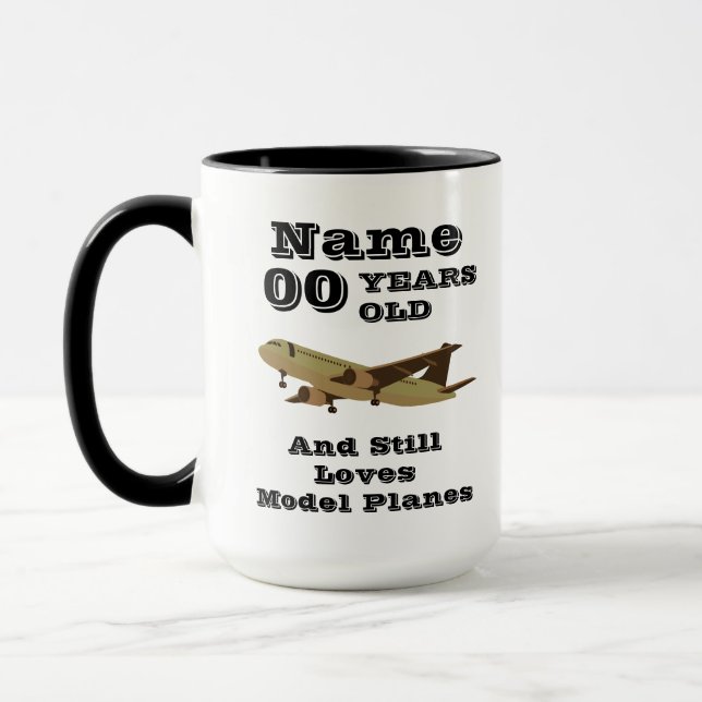 Add Age Name Personalized Model Planes Birthday Mug (Left)