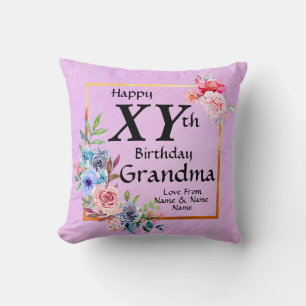 Add Age Number Names Change Text Grandma Birthday  Throw Pillow