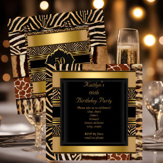 Add Age Party Birthday Wild Exotic Mixed Animal Invitation