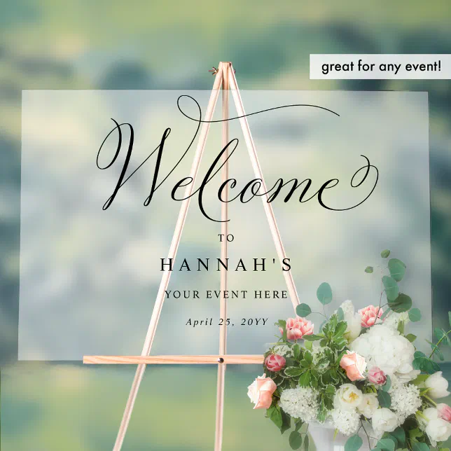Add Any Event, Chic Welcome Frosted Acrylic Sign | Zazzle