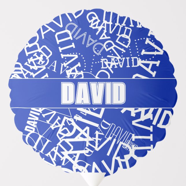 Add any name, name collage In blue & white Balloon (Front)