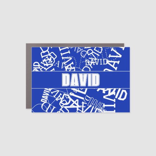 Add any name name collage In blue  white Car Magnet