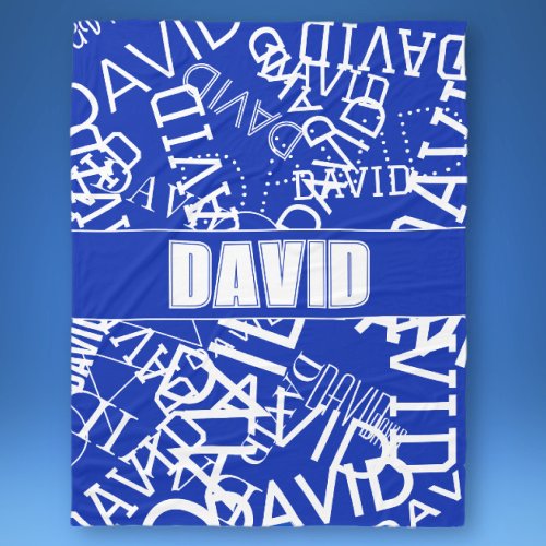 Add any name name collage In blue  white Fleece Blanket