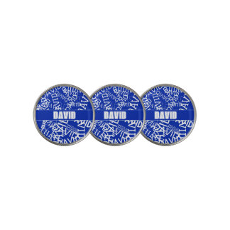 Add any name, name collage In blue & white Golf Ball Marker