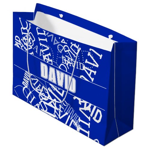 Add any name name collage In blue  white Large Gift Bag