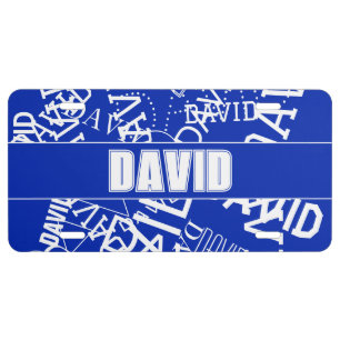 Add any name, name collage In blue & white License Plate