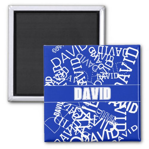 Add any name name collage In blue  white Magnet