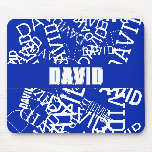 Add any name name collage In blue  white Mouse Pad