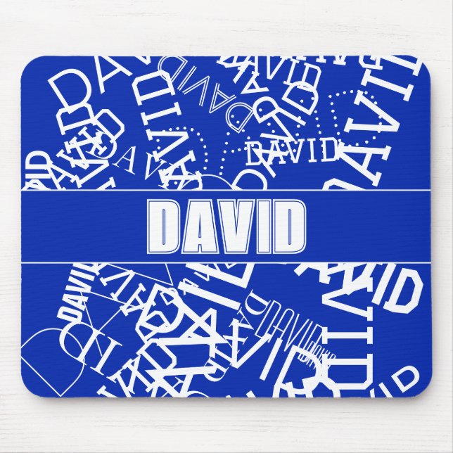 Add any name, name collage In blue & white Mouse Pad (Front)