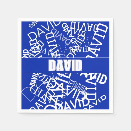 Add any name name collage In blue  white Napkins