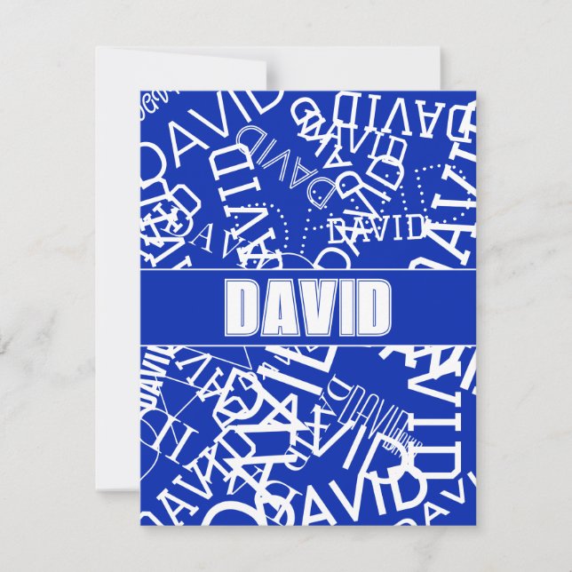 Add any name, name collage In blue & white Note Card (Front)