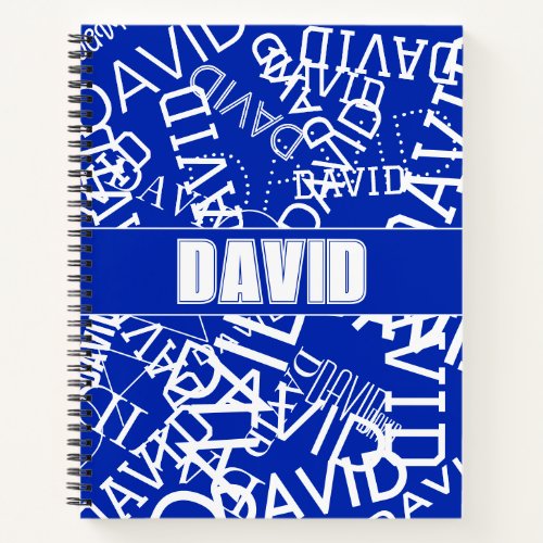 Add any name name collage In blue  white Notebook