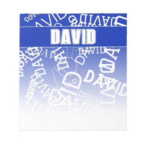 Add any name name collage In blue  white Notepad