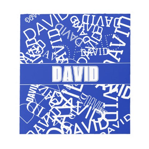 Add any name name collage In blue  white Notepad