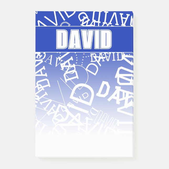 Add any name, name collage In blue & white Post-it Notes (Front)