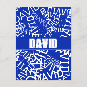 Add any name, name collage In blue & white Postcard