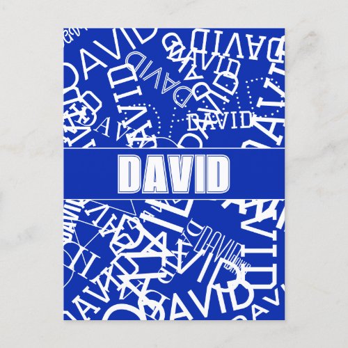 Add any name name collage In blue  white Postcard