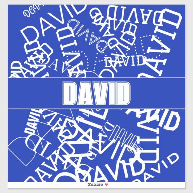 Add any name, name collage In blue & white Sticker (Sheet)