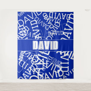 Add any name, name collage In blue & white Tapestry