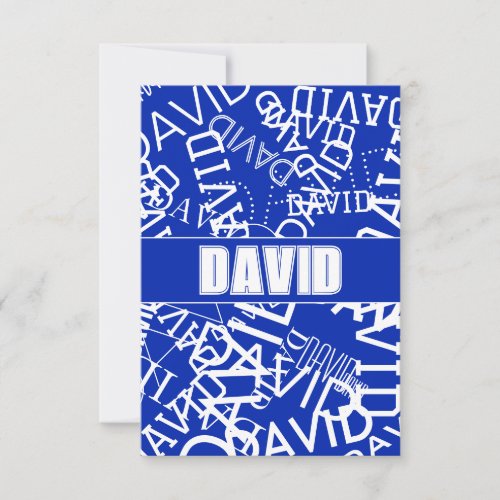 Add any name name collage In blue  white Thank You Card