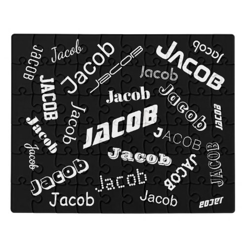 Add Any Name or Word  Black  White Jigsaw Puzzle