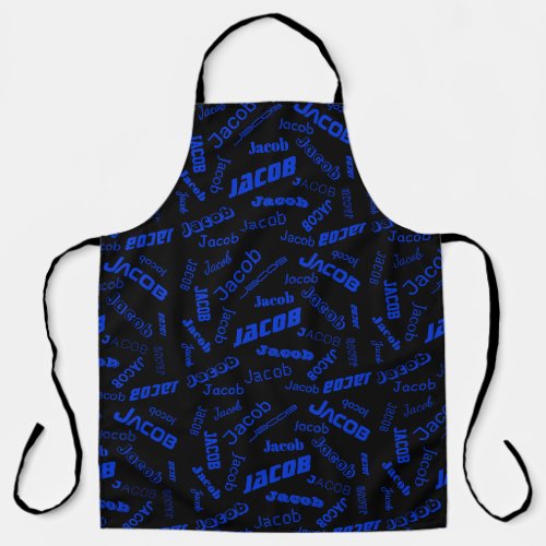 Add Any Name or Word  Blue  Black Apron