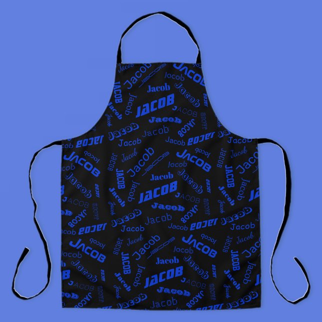 Add Any Name or Word | Blue & Black Apron (Creator Uploaded)