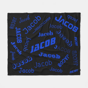 Add Any Name or Word Blue & Black Fleece Blanket