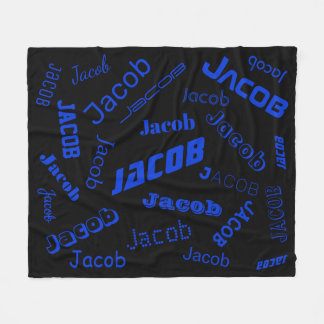 Add Any Name or Word | Blue & Black Fleece Blanket
