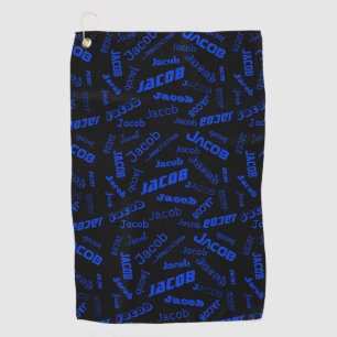 Add Any Name or Word Blue & Black Golf Towel