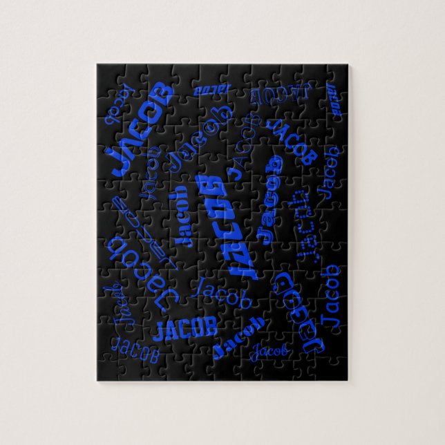 Add Any Name or Word | Blue & Black Jigsaw Puzzle (Vertical)