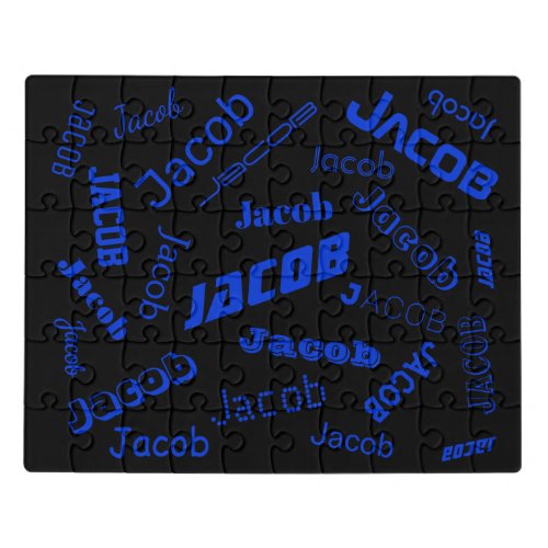 Add Any Name or Word  Blue  Black Jigsaw Puzzle