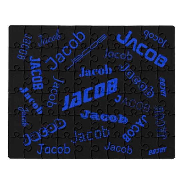 Add Any Name or Word | Blue & Black Jigsaw Puzzle (Puzzle Horizontal)