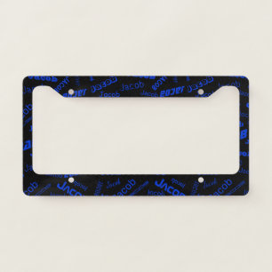 Add Any Name or Word Blue & Black License Plate Frame