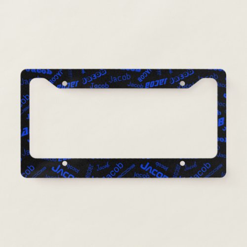 Add Any Name or Word  Blue  Black License Plate Frame
