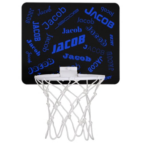 Add Any Name or Word  Blue  Black Mini Basketball Hoop
