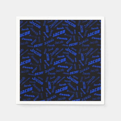 Add Any Name or Word  Blue  Black Napkins