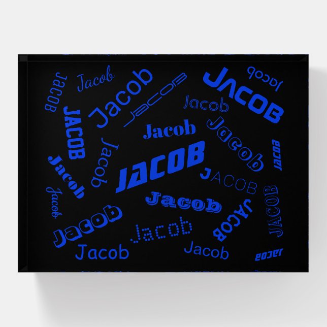 Add Any Name or Word | Blue & Black Paperweight (Front)
