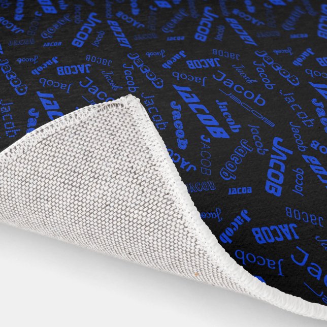 Add Any Name or Word | Blue & Black Rug (Indoor)