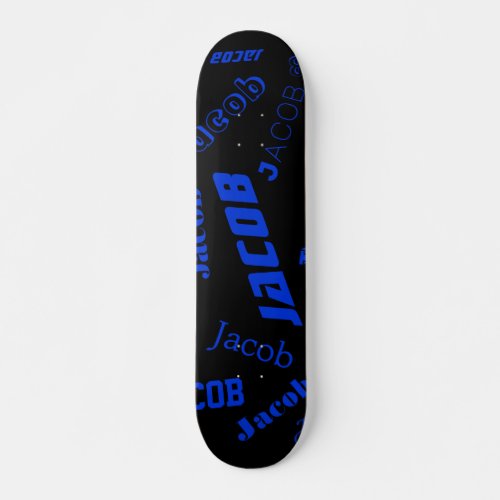Add Any Name or Word  Blue  Black Skateboard